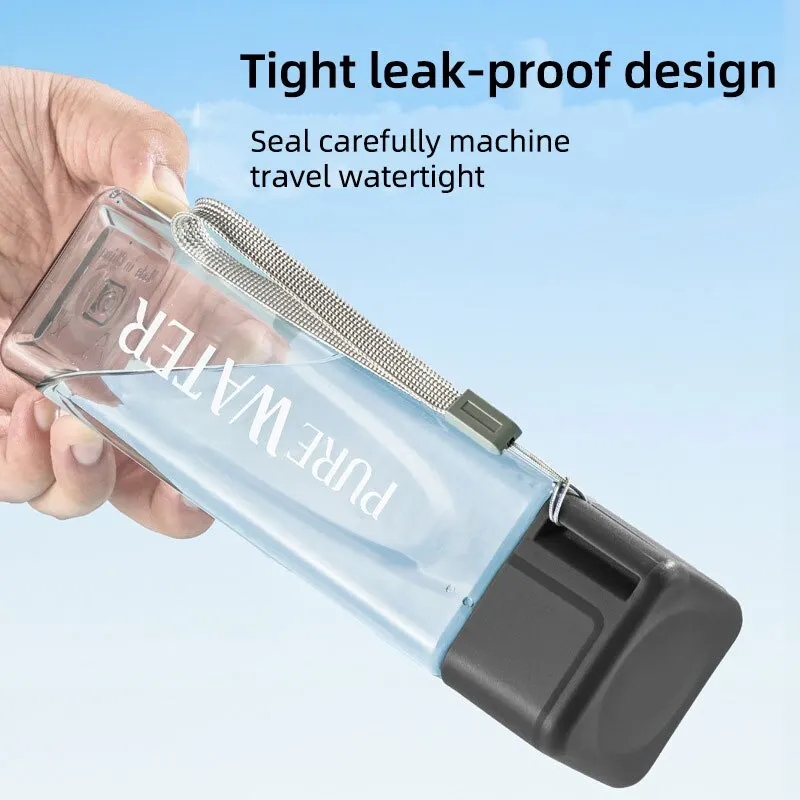 450ml,1 Pcs Clear Square Drink - Outdoor Sport Glass Water Bottle recension och pris