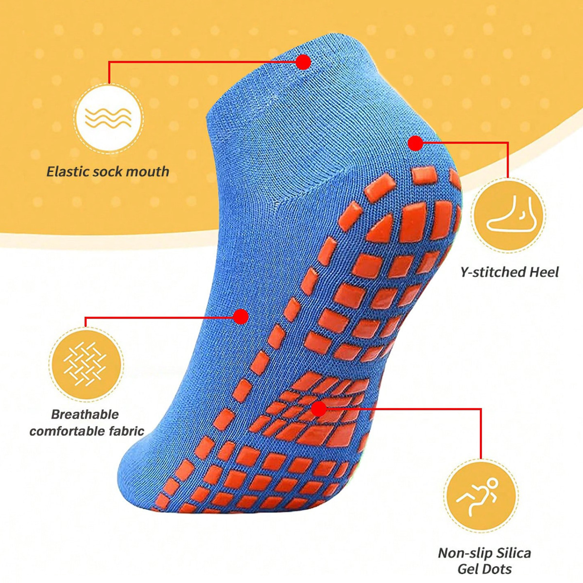 1/4 Pairs Unisex Silicone Non  - Trampoline Park Sock recension och pris